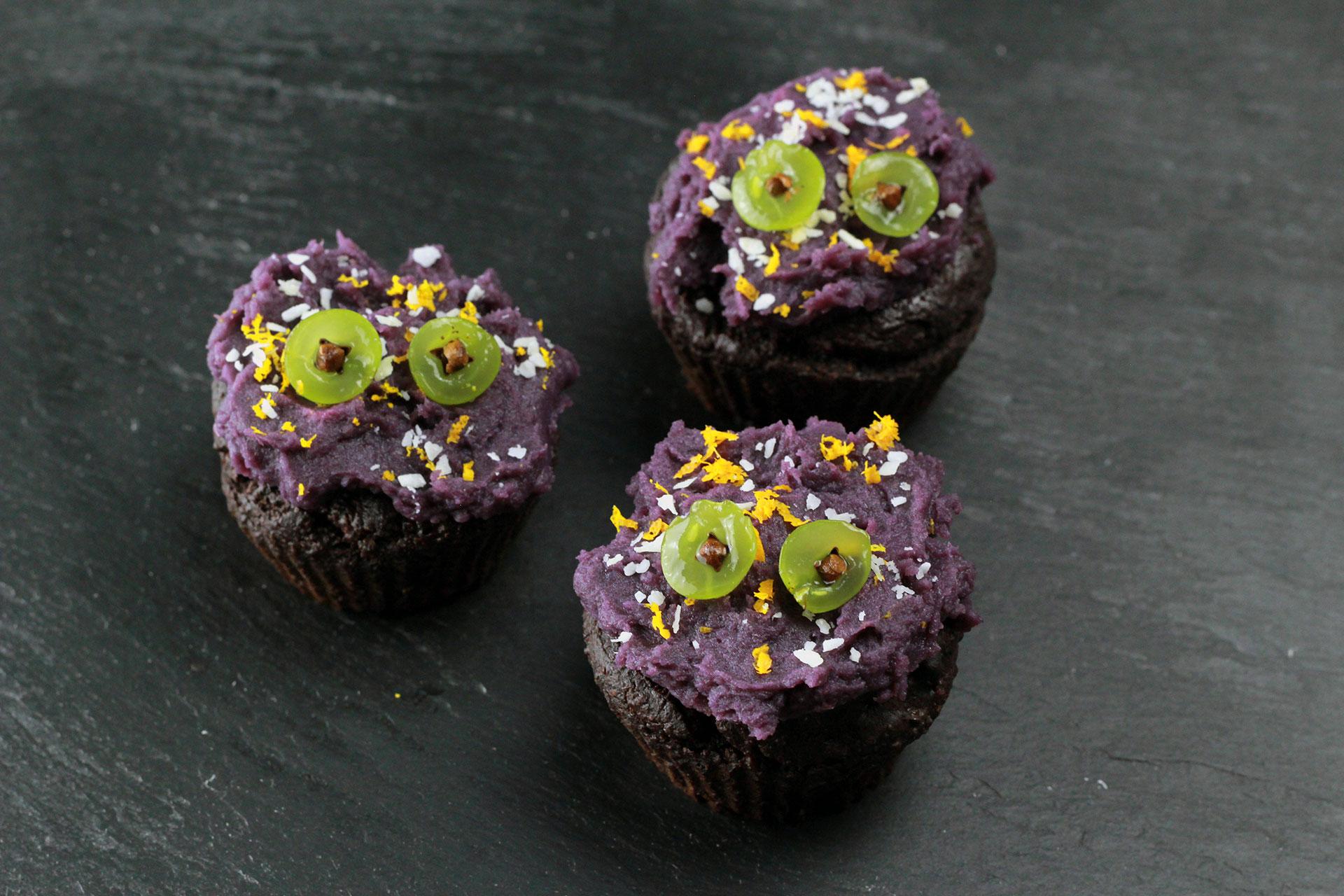 Halloween Monster Cupcakes (HCLF & vegan)